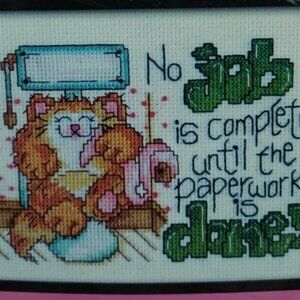 Design Works Paperwork No Job Is Complete...5X7 Count Cross Stitch Kit #2313 NSP